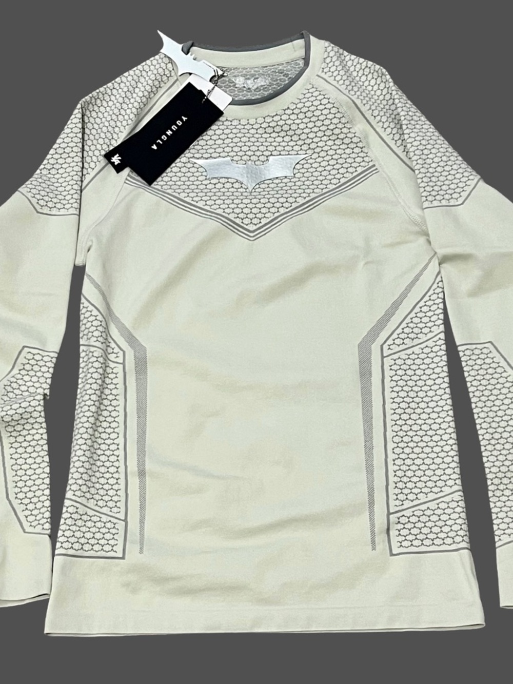 YoungLA Batman Off White Athletic Compression Top with Grey Accents